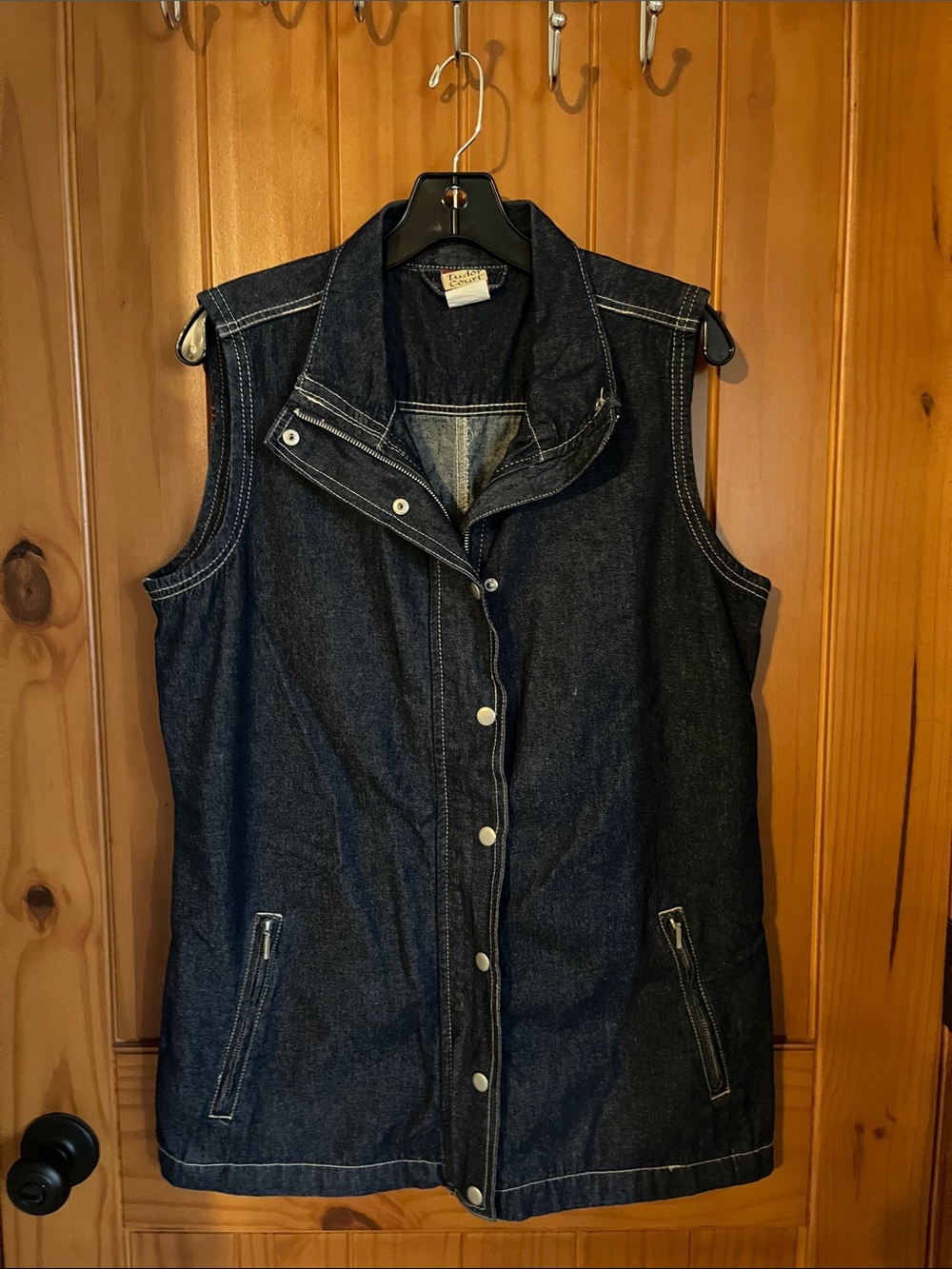 Denim Snap-Front Vest - Dark Blue size M